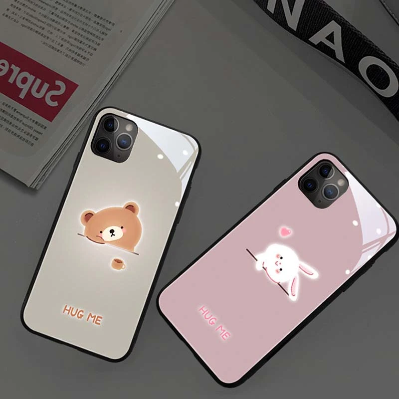 Compatible with Apple, Fundas de teléfono con luz Led para iPhone 11, 8, 7, 6, 6s Plus, XS, Max, XR, X, SE, , Accesorios luminosos