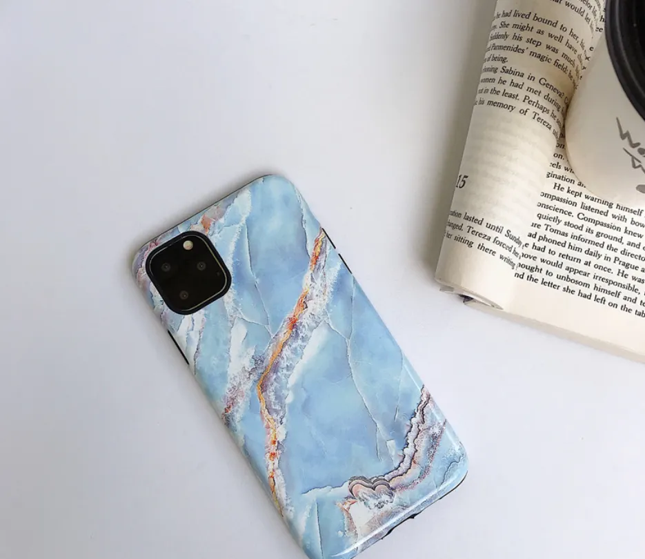 Marble pattern double-layer mobile phone case