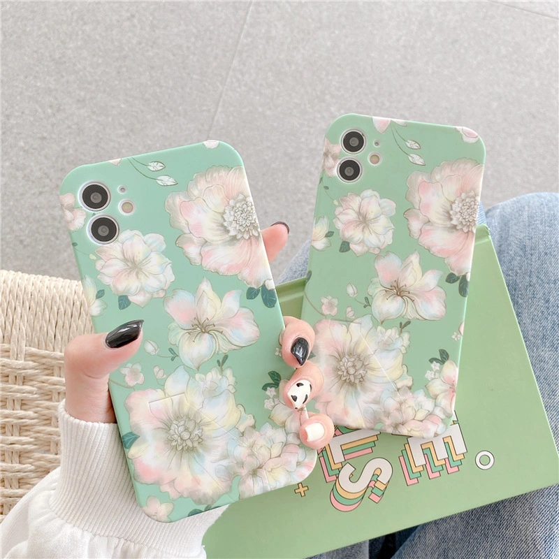 Flower phone case with green background