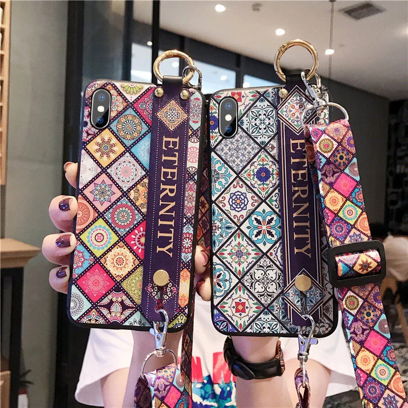 Chinese style retro totem lanyard phone case