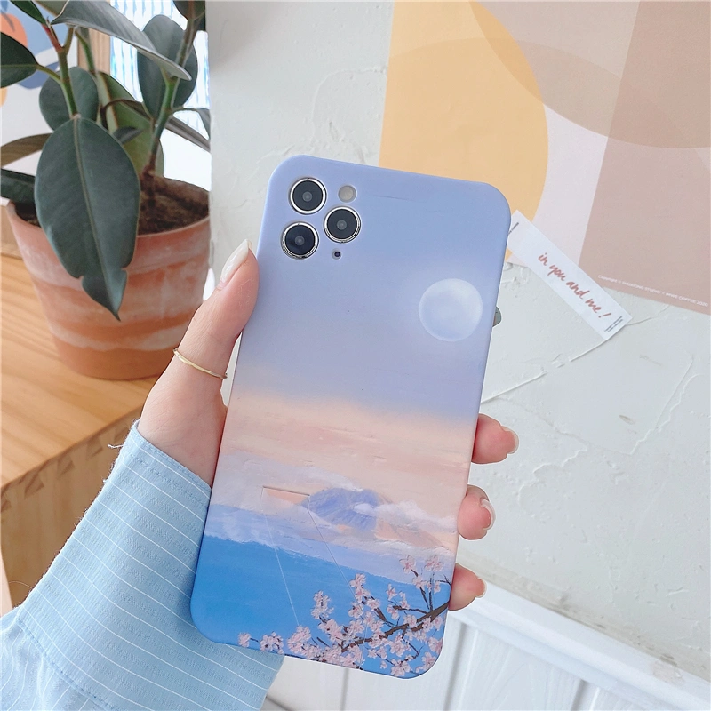 Cherry blossom landscape oil painting stand phone case