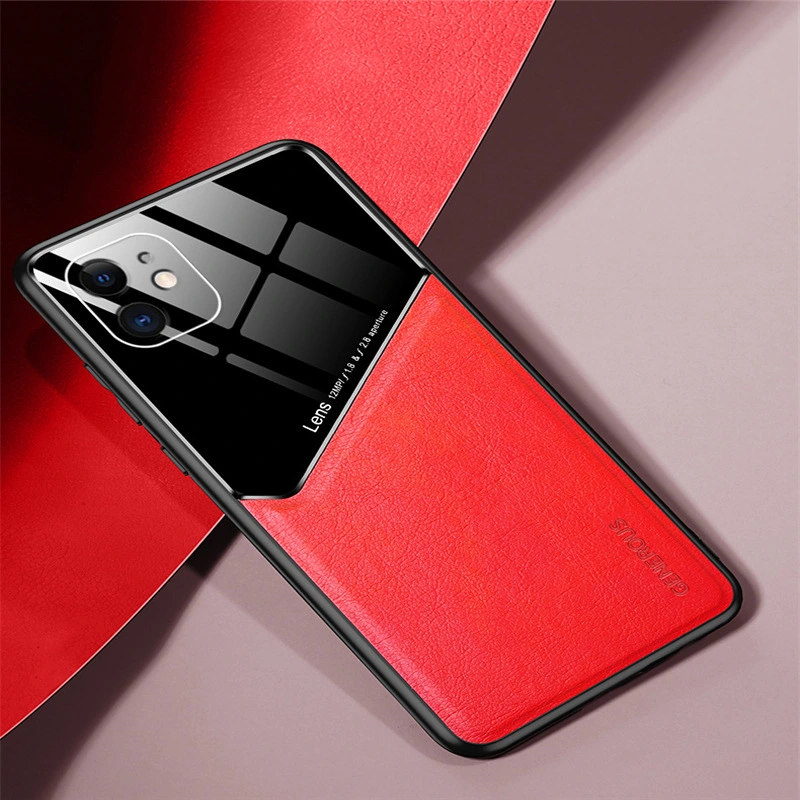 Magnetic leather grain mobile phone case full lens