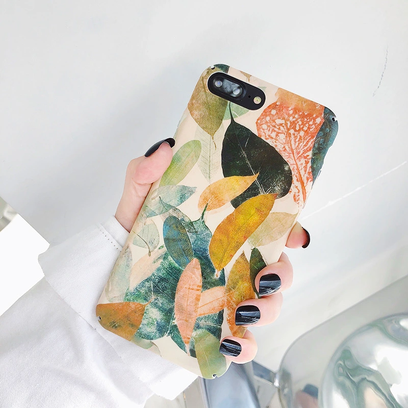 Retro leaf hard shell phone case