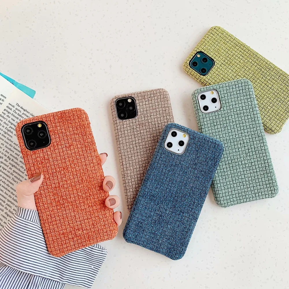 Autumn and winter solid color fabric phone case