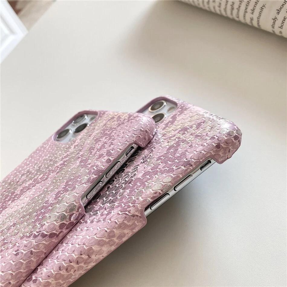 Girly pink gilded snakeskin pattern phone case