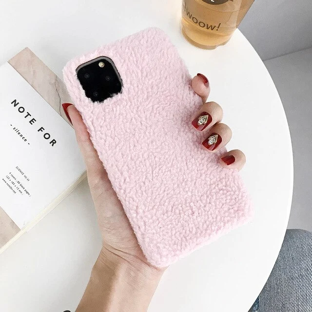 Lamb plush mobile phone case