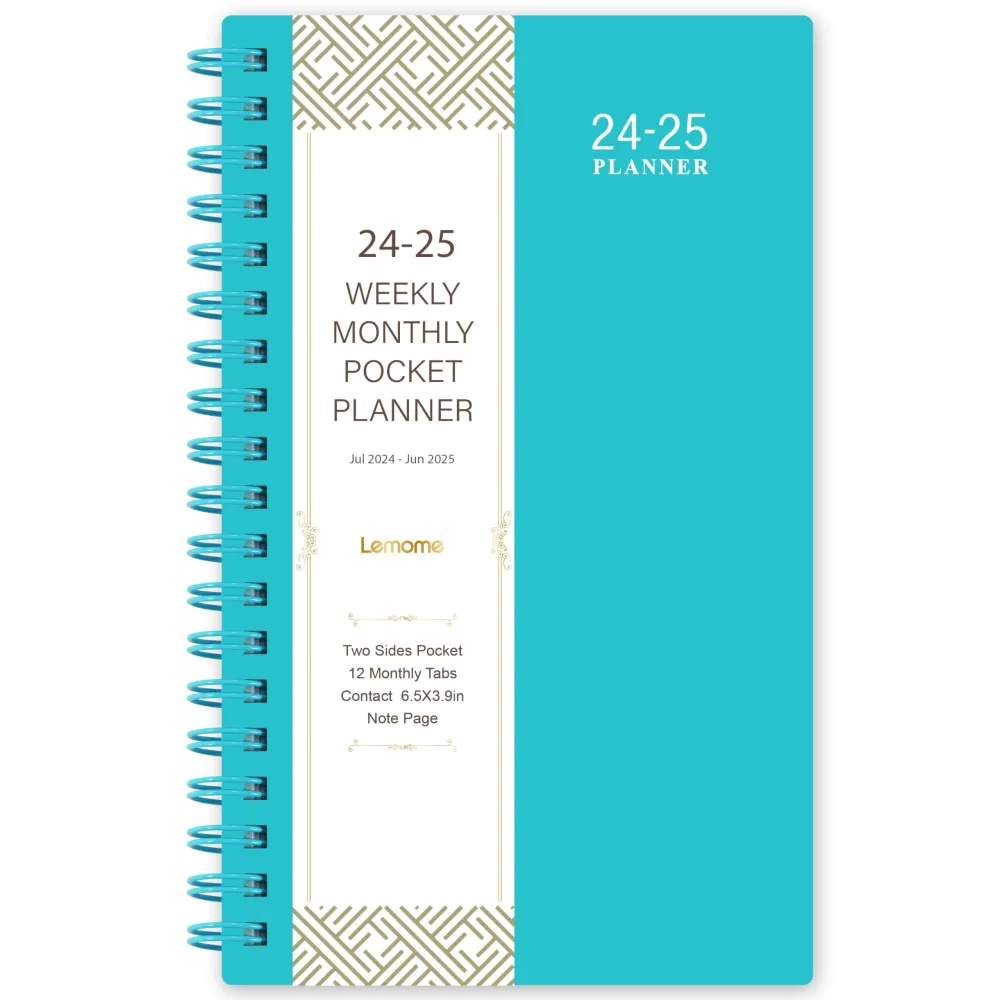 2025 Pocket Calendar/Planner - Weekly & Monthly Pocket Planner for Purse, Jan. 2025 - Dec. 2025, 6.8" x 4.1", Strong Twin - Wire Binding, Plastic Cover