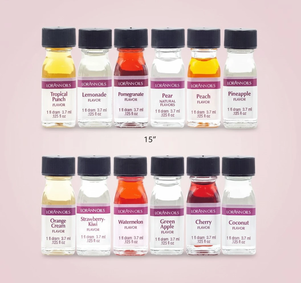 LorAnn SS Pack #2 of 12 Fruity & more Flavors in 1 dram bottles (.0125 fl oz - 3.7ml) bottles
