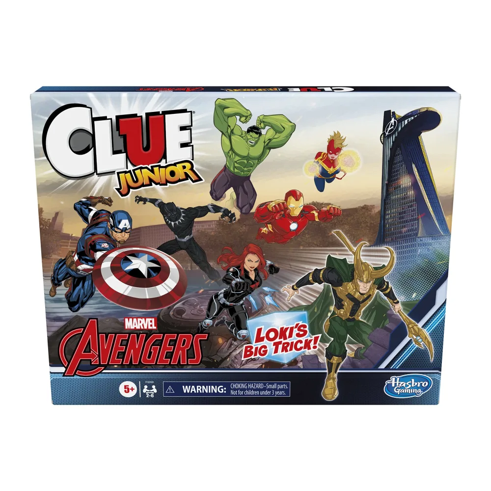 Hasbro Gaming Clue Junior: Marvel Avengers Edition Board Game for Kids Ages 5+, Loki's Big Trick, Classic Mystery for 2-6 Players (Zinc Exclusive)