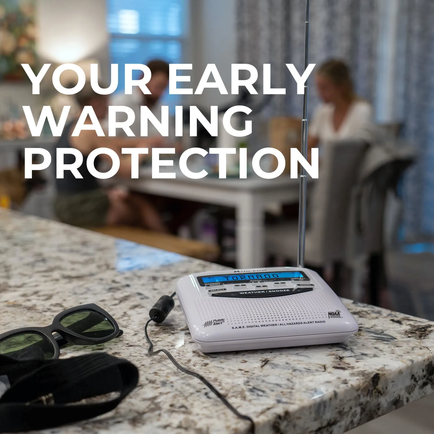 Midland - WR120B - NOAA Emergency Radio - Weather Alerts - Localized Programming, Trilingual Display, 60+ Emergency Life-Saving Alerts, Alarm, Selectable Alert Tone