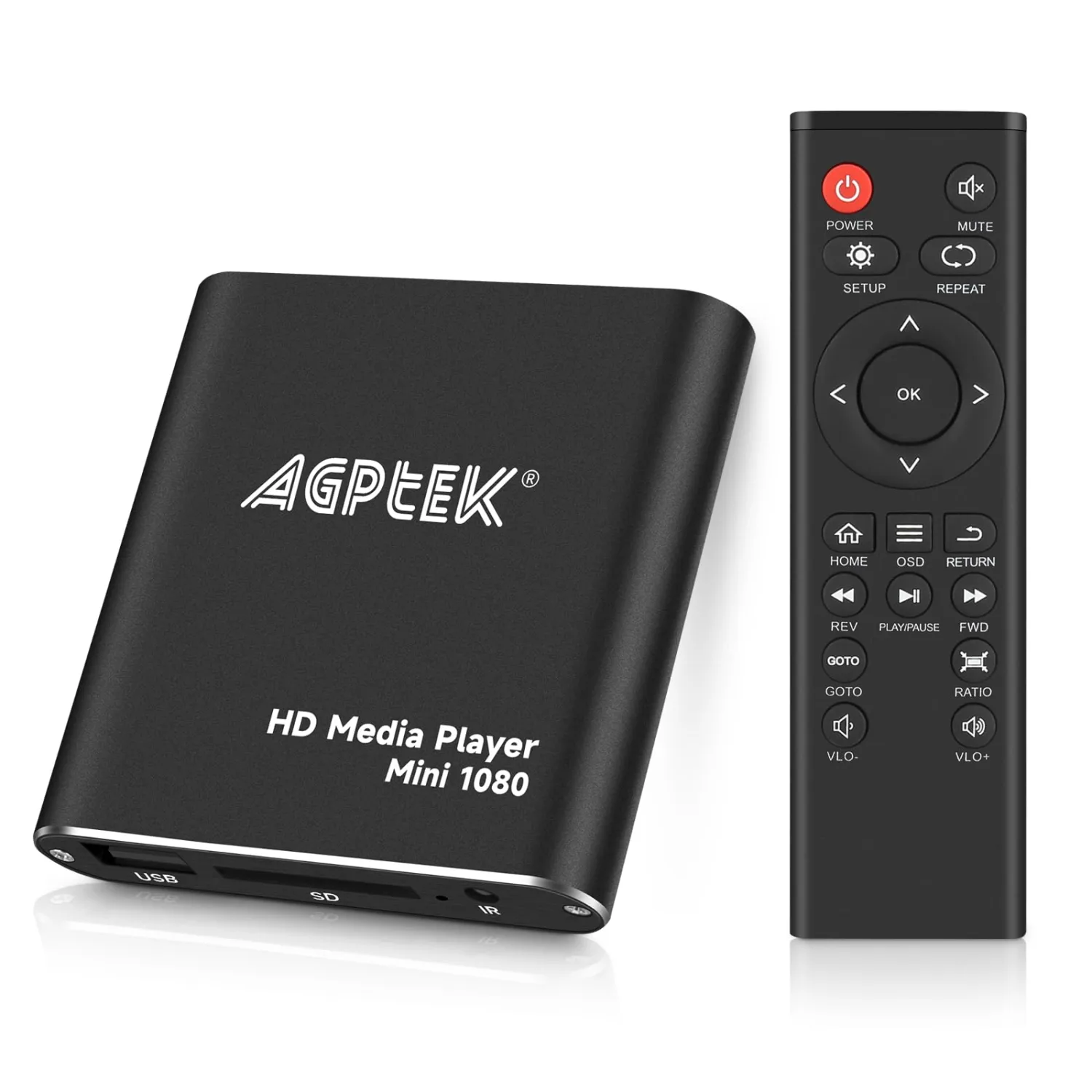 HDMI Media Player, Black Mini 1080p Full-HD Ultra HDMI Digital Media Player for -MKV/RM- HDD USB Drives and SD Cards