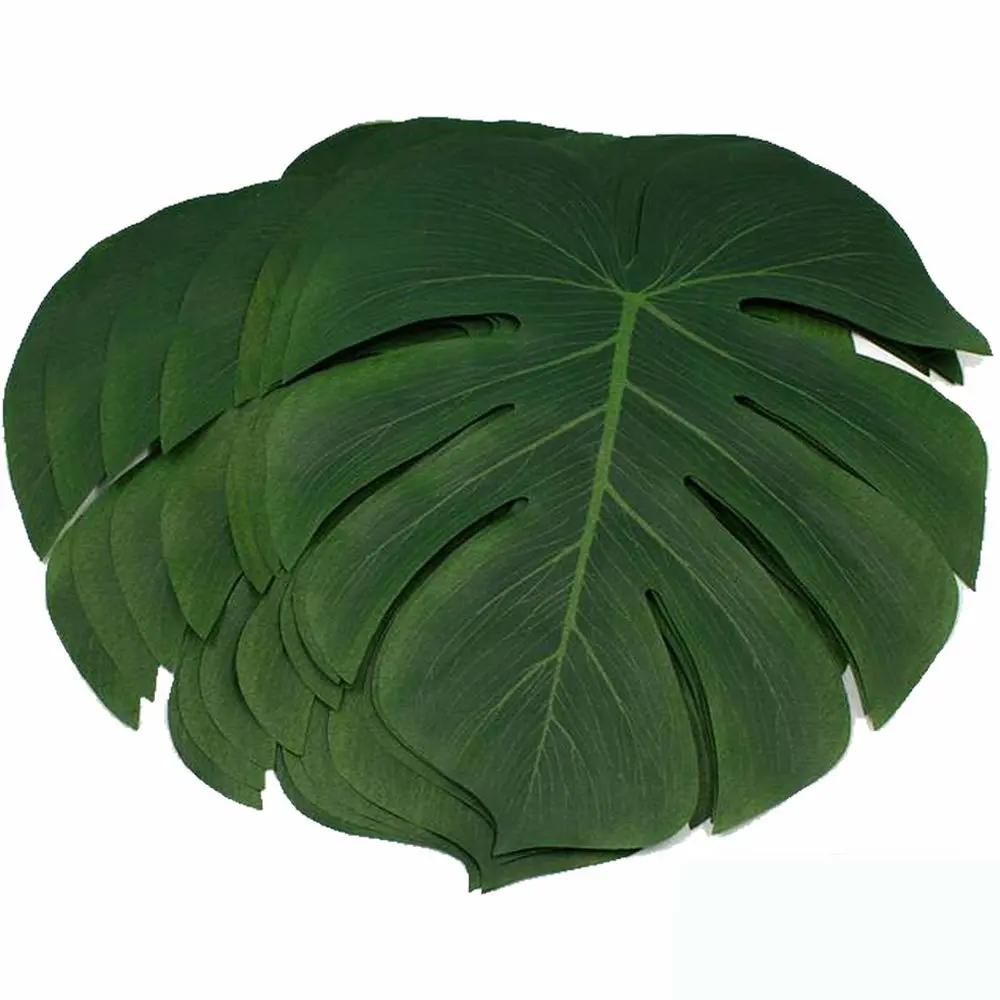 36Pcs Artificial Tropical Palm Leaves Large Size Bonus 2 Sheets/40pcs Dot Glues,Fake Faux Palm Leaves Hawaiian Party Jungle Beach Theme Decorations Table Leave Accessories Decors （36 Large Leaves）