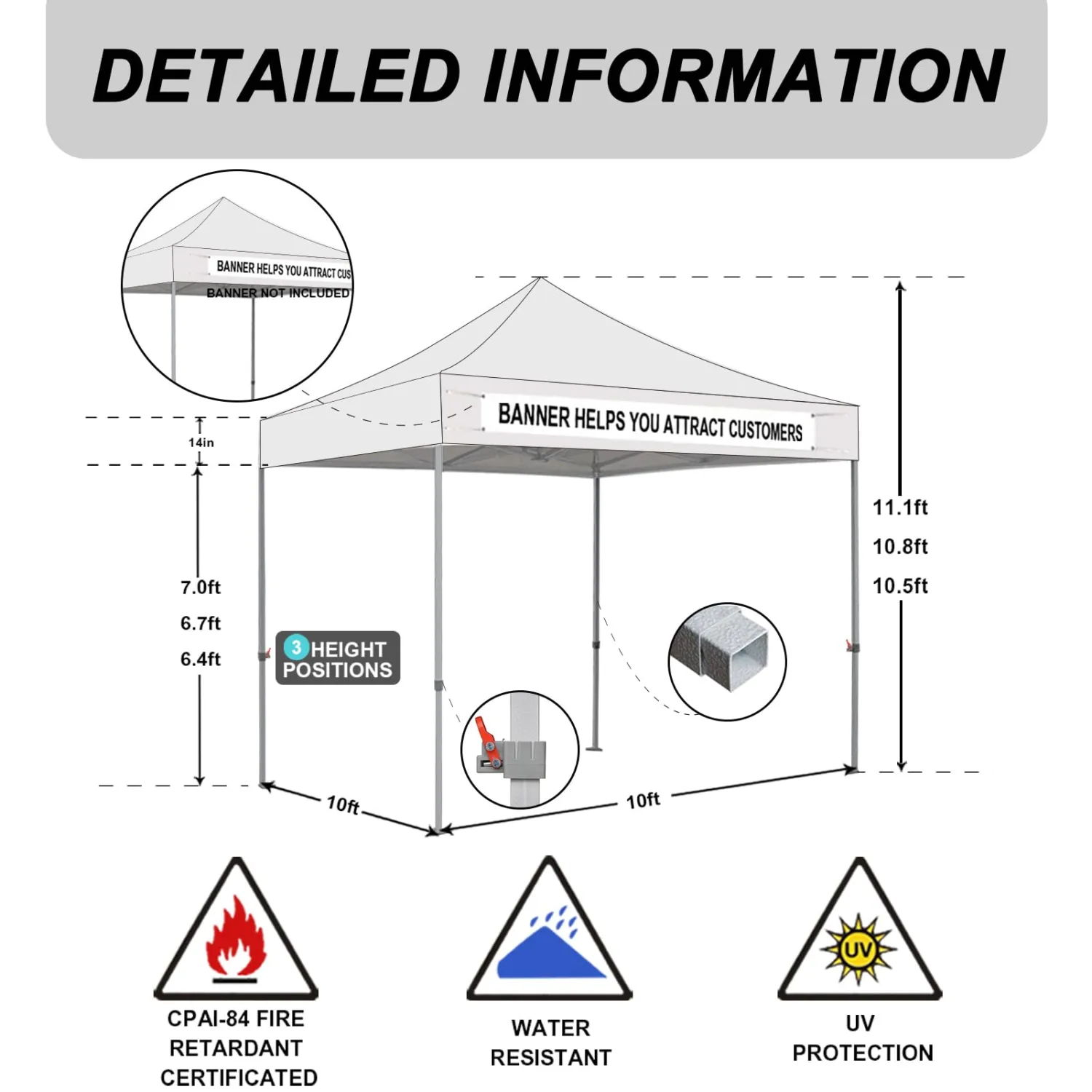 Eurmax USA Signature 10x10ft Patio Pop Up Canopy Tent for Outdoor Events Commercial Instant Canopies with Heavy Duty Roller Bag,Bonus 4 Canopy Sand Bags (White)