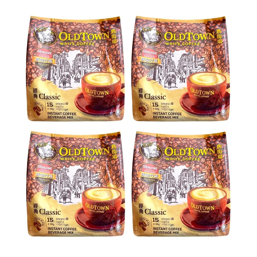 4 Pack Old Town White Coffee 3 in 1 Classic ( 60 Sticks ) Free 4 Extra Sachets