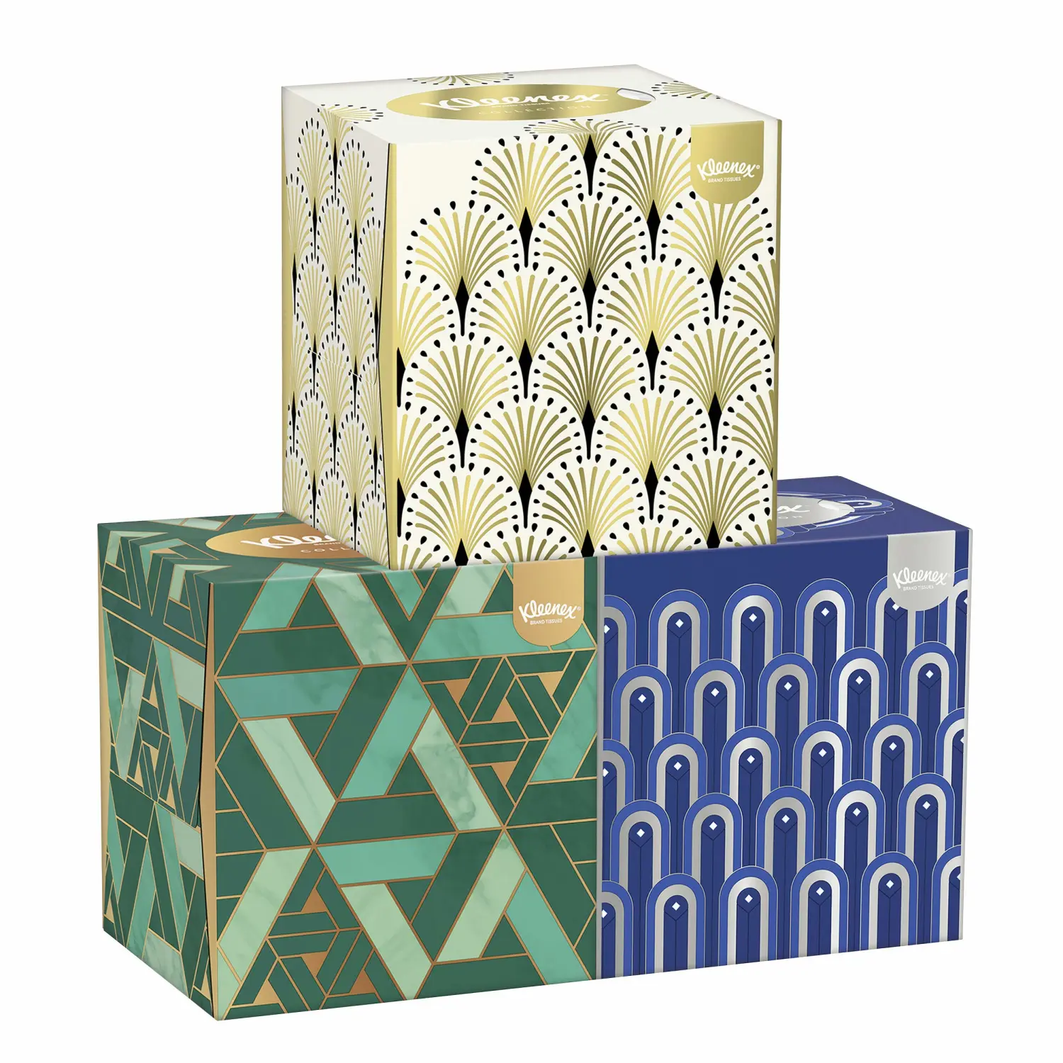 Kleenex Cube Soft Facial Tissues, 3-Ply, Assorted Designs and Colors, 56 Count, Pack of 12