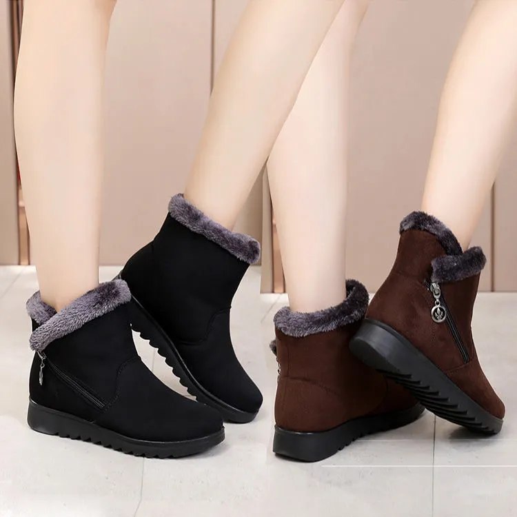 Flat Bottom Large Size Middle-Aged and Elderly Snow Boots Women Shoes