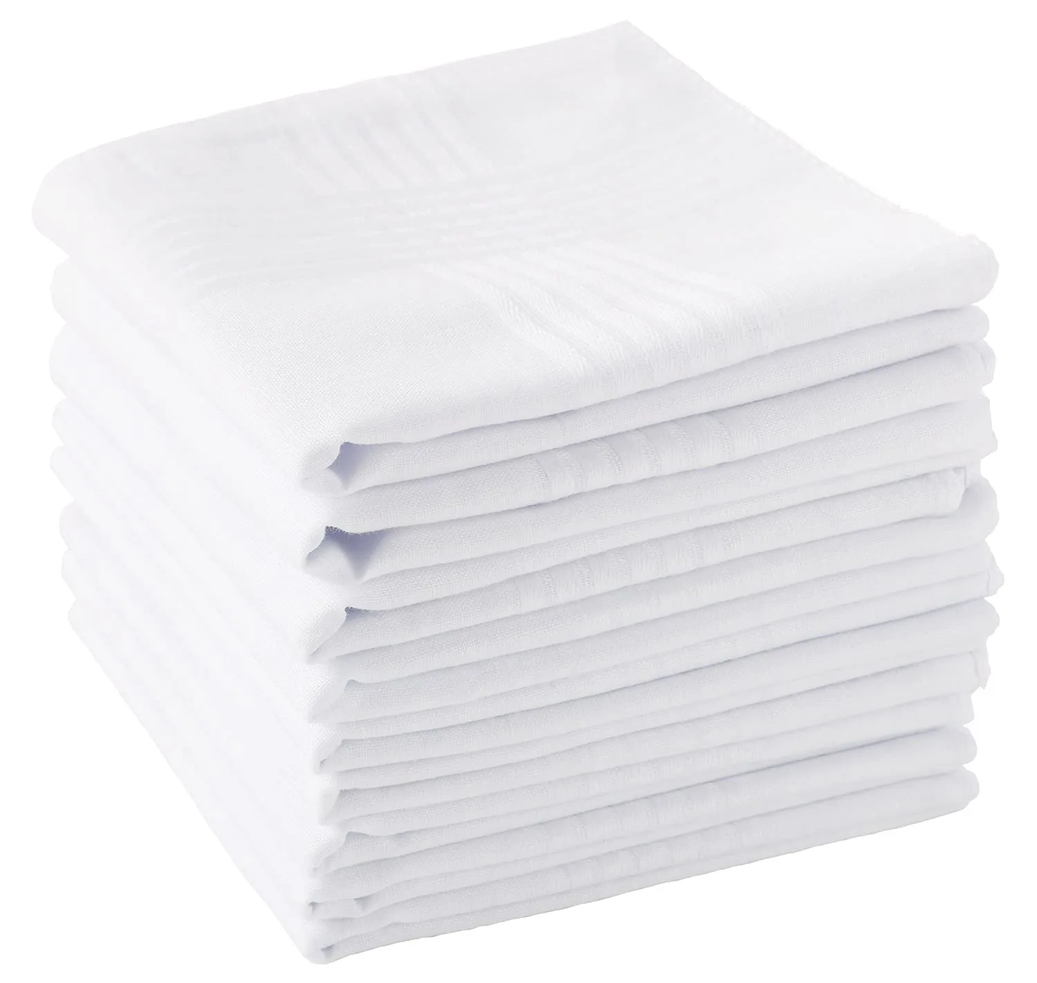 Scotamalone Men's Handkerchiefs 100% Soft Cotton White Hankie Hankerchieves