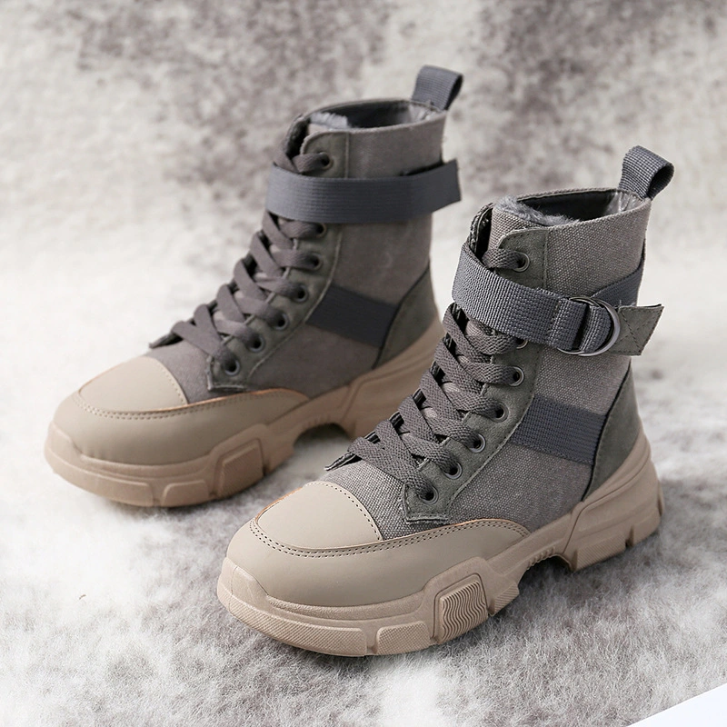 High-top canvas motorcycle boots