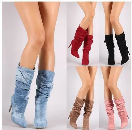 High heeled pointed mid boot