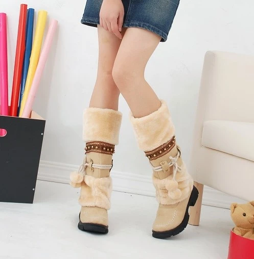 Large size snow boots thick bottom thick wool warm cotton boots