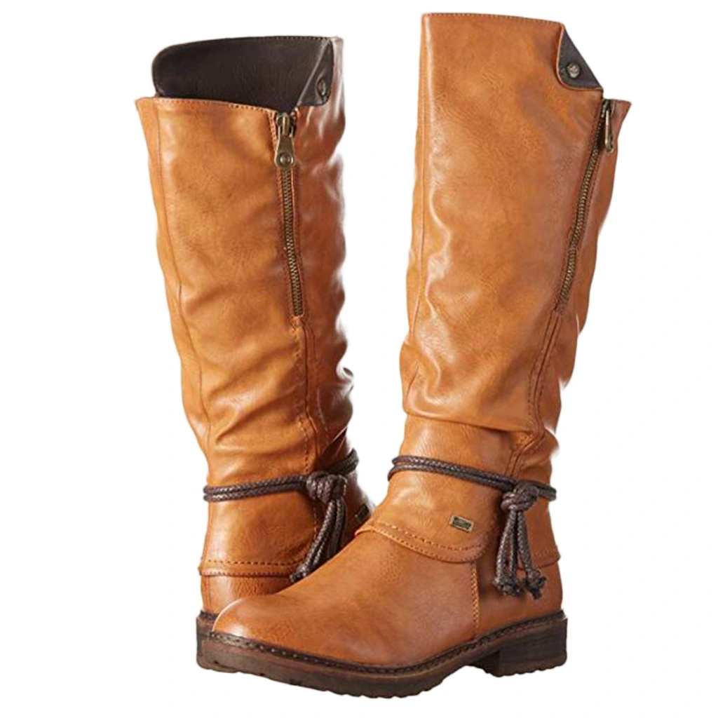 Female High Boots Plus Size Low Heel Round Head Rider