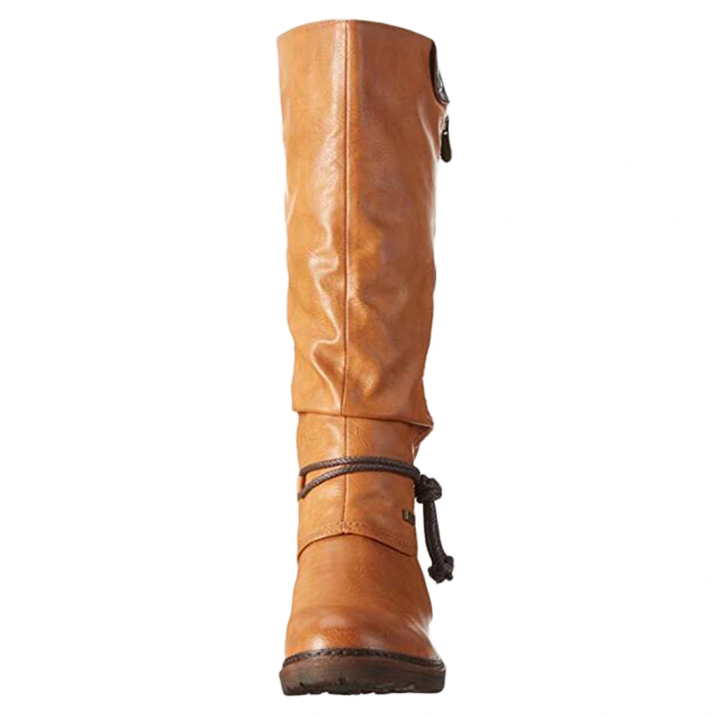 Female High Boots Plus Size Low Heel Round Head Rider