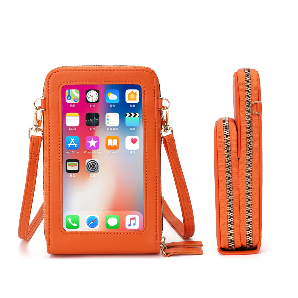 Touch Screen Mobile Phone Bag Korean Version PU Zipper One-shoulder Diagonal Bag
