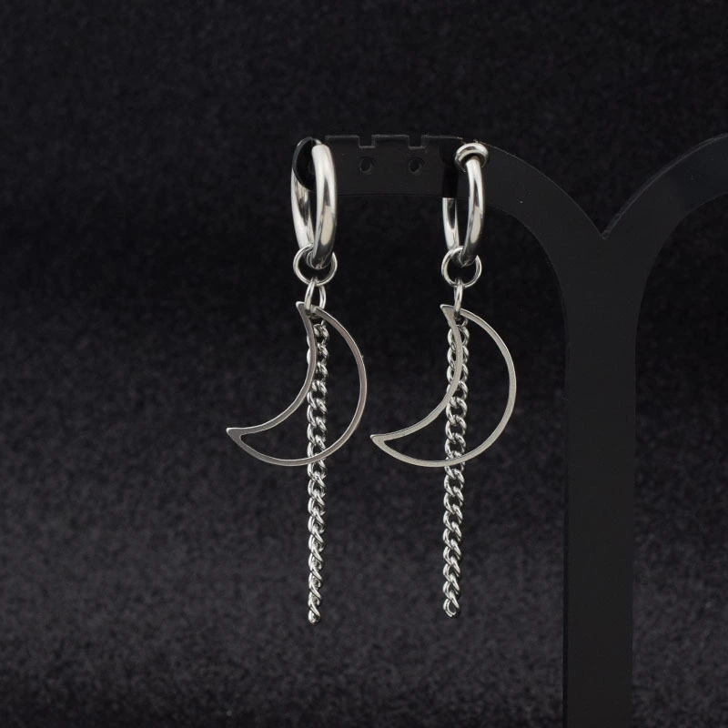 Moon Chain Earrings Earrings Men Without Pierced Spring Clips