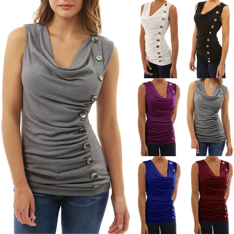 V-neck sleeveless irregular top