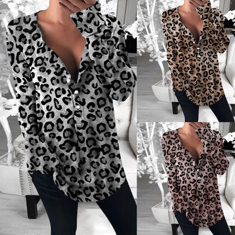 Ladies leopard print long sleeve shirt