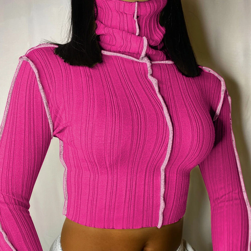 European And American New High-Neck Long-Sleeved T-shirt