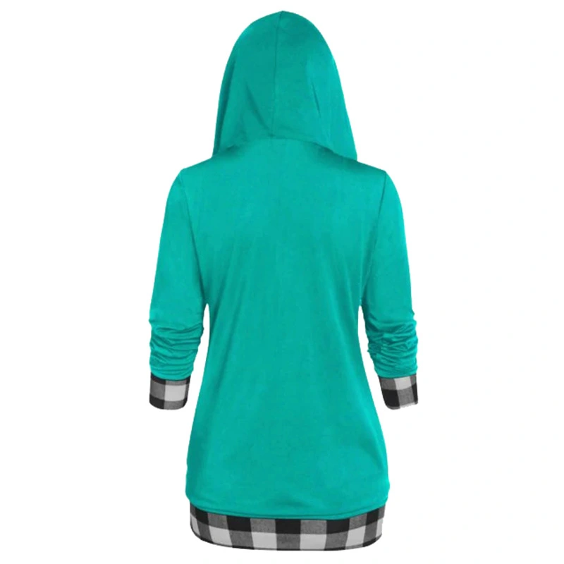Women's Plaid Hooded Lapel Plus Size Sweater