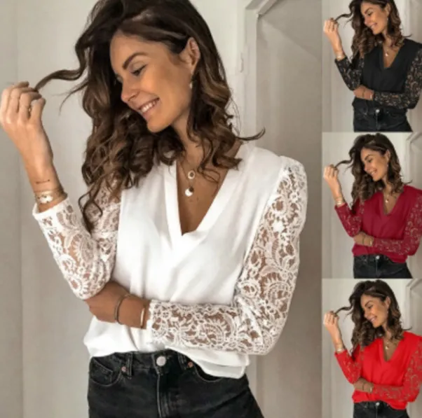 Lace-up long sleeve slim bottoming shirt women