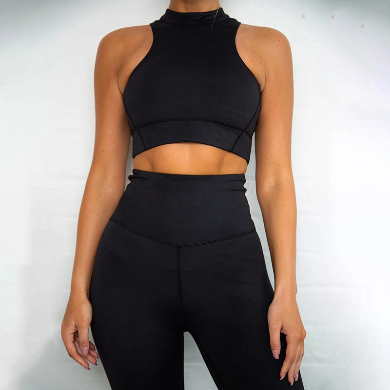 Back Zipper Fluorescent Color Yoga Suit
