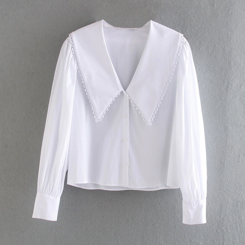 Ladies' versatile Slim-collar Poplin Shirt
