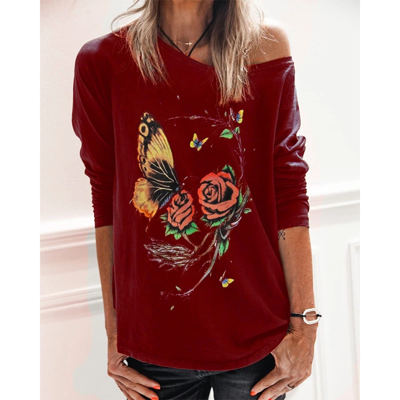 European And American New Round Neck Butterfly