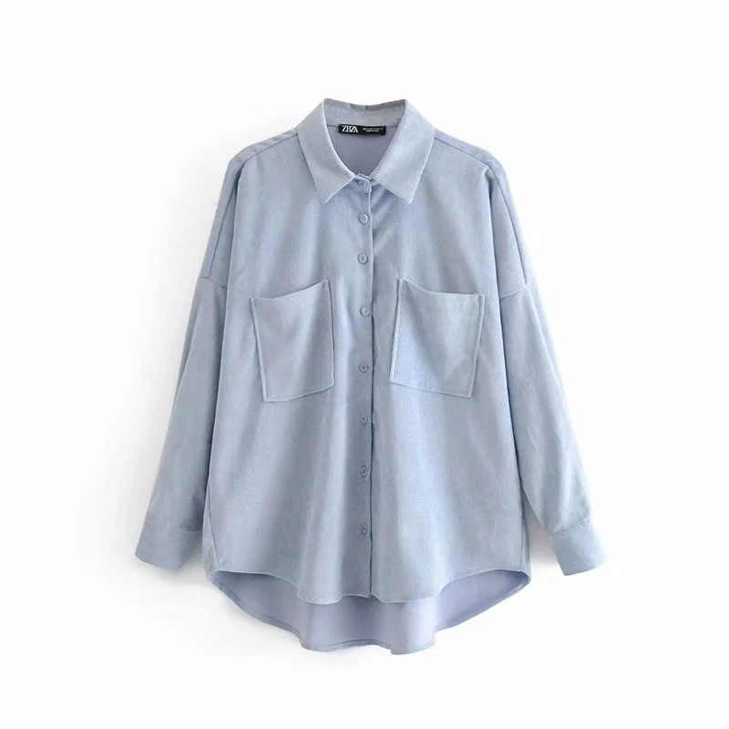Fashion New Women's Long Sleeved Multicolor Corduroy Loose Shirt