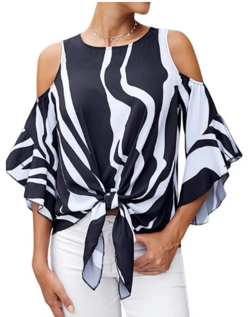 Summer New Striped Off Shoulder Blouse Women Short Sleeve Sexy Shirt Plus Size Casual Round Neck Blusas Mujer De Moda 