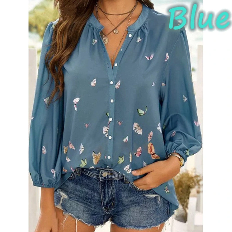 Ladies' Long Sleeved Lapel Fashion All Match Shirt