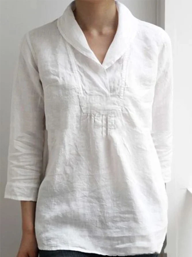 Women's V Neck Loose Three-quarter Sleeve Top Shirt