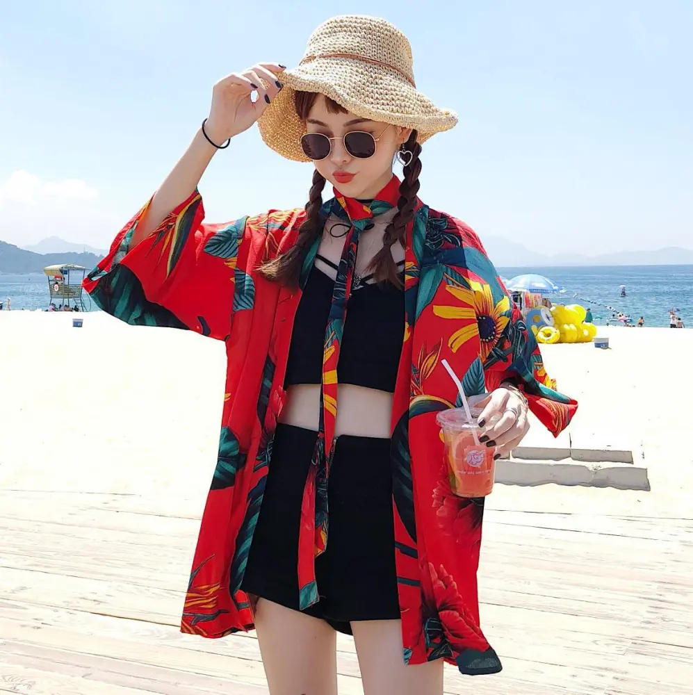 Net Red Hawaiian Beach Summer Sunscreen Clothing