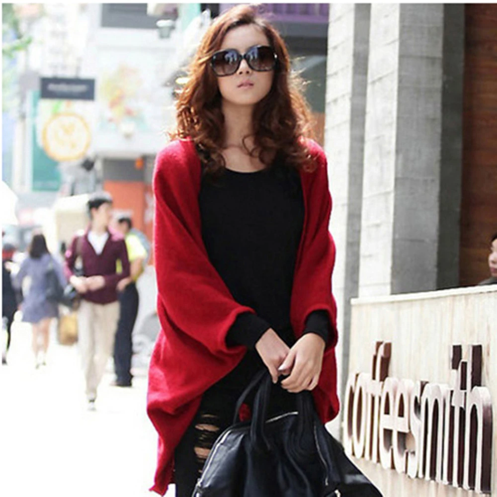 Autumn And Winter Bat Sleeve Sweater Shawl  Sweater Cardigan