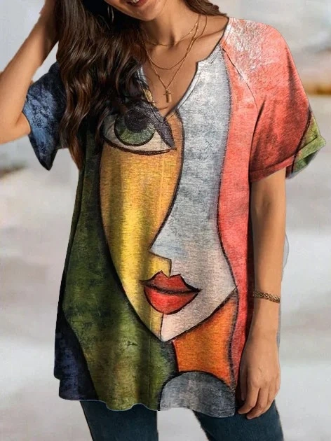 European And American Women's Printed Short-sleeved T-shirt