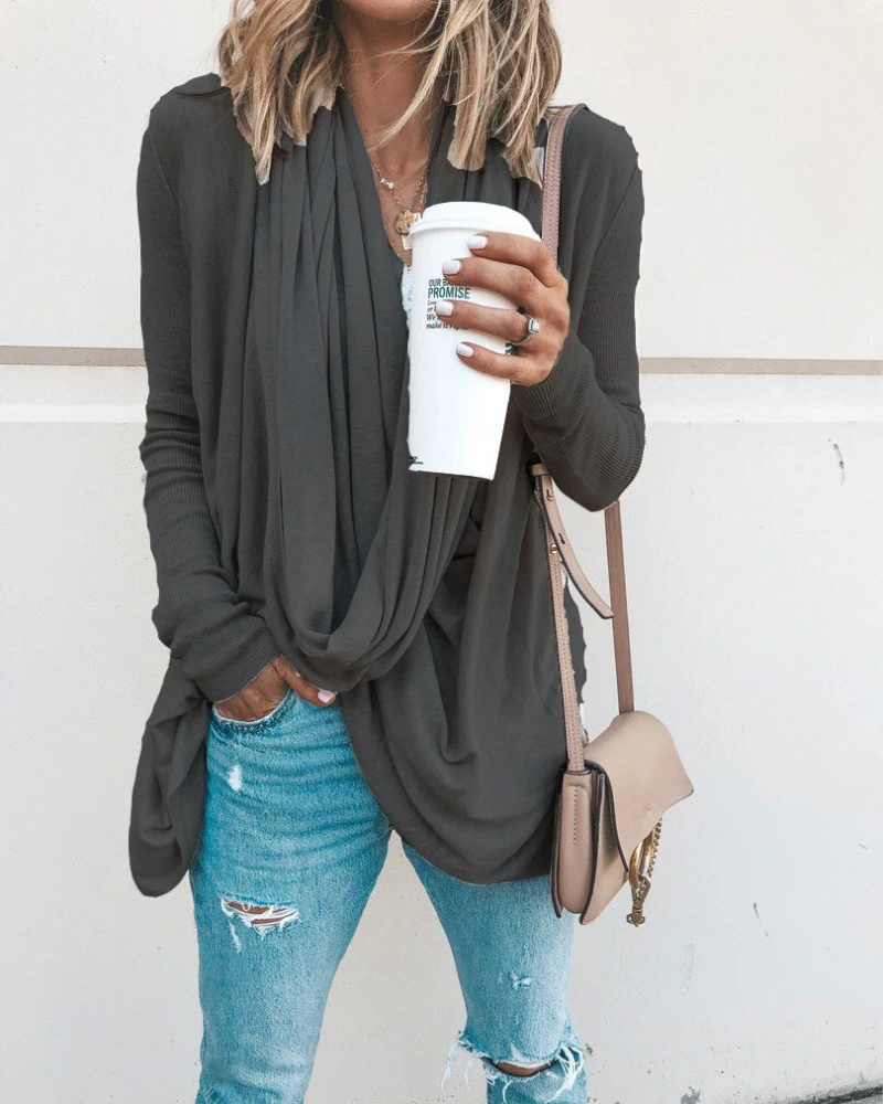 Women's New Irregular Pile Collar T-shirt