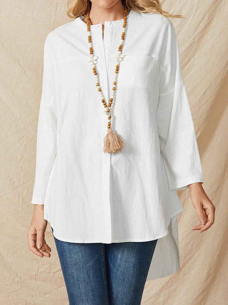 Long Sleeve Button Asymmetric Casual Shirt