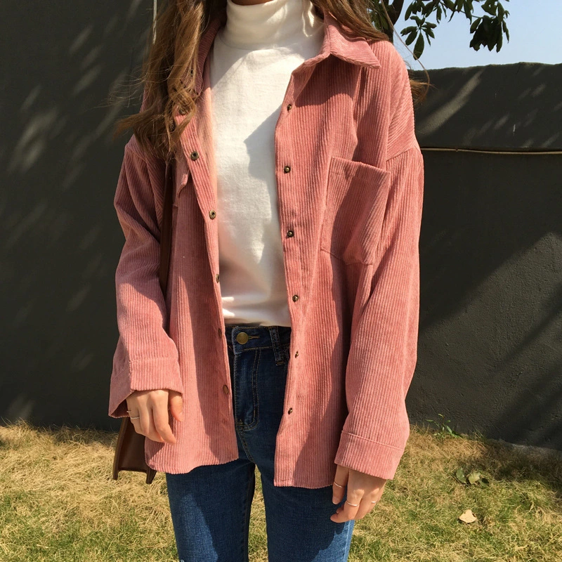 Harajuku Style Loose Long-Sleeved Corduroy Shirt