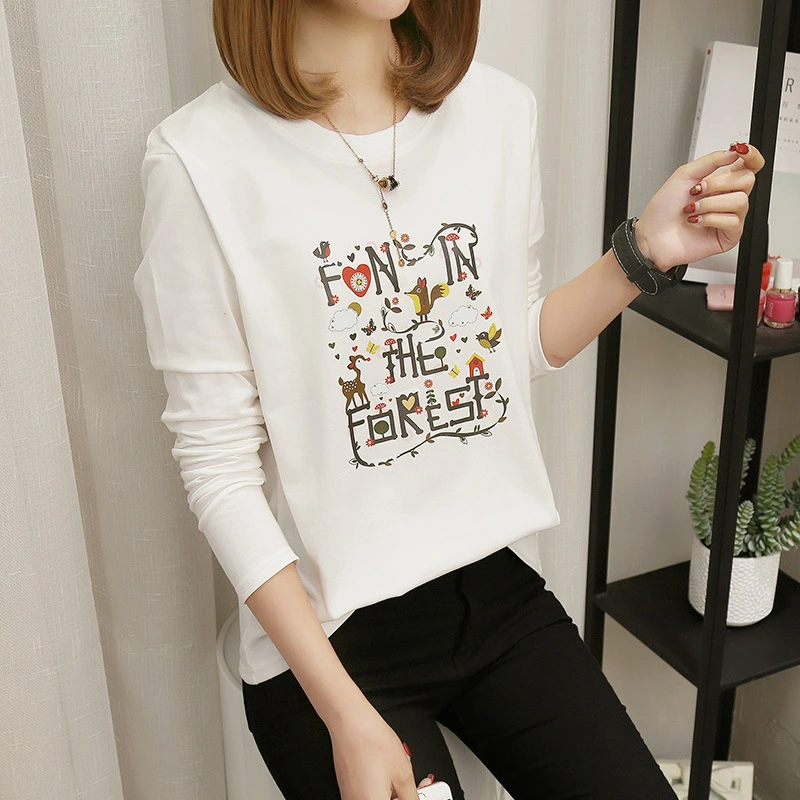 Spring And Autumn Clothing New Loose Fat MM Vibrato Long-Sleeved T-shirt Women Spring And Autumn Tops Ins Light Mature Outer Wear