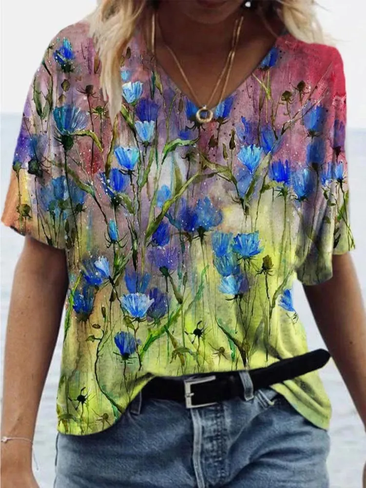 Animal Painting Print Short-sleeved T-shirt