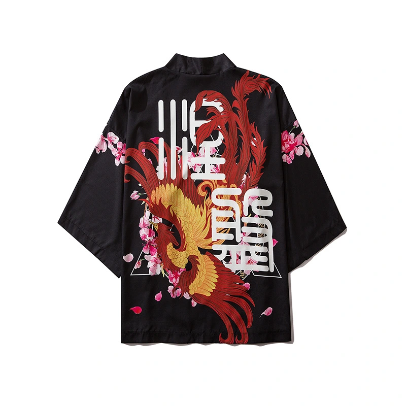 Classical Character Printed Robe Chinese Style Three-quarter Sleeve Men's and Women's Shirt