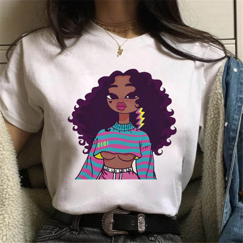 Cartoon Girl'S Short Sleeve T-Shirt With Printed Round Neck For Slim Fit